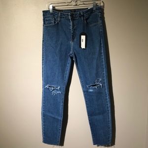 Just Black Skinny Hi-Rise Multi Slit Jean sz 31